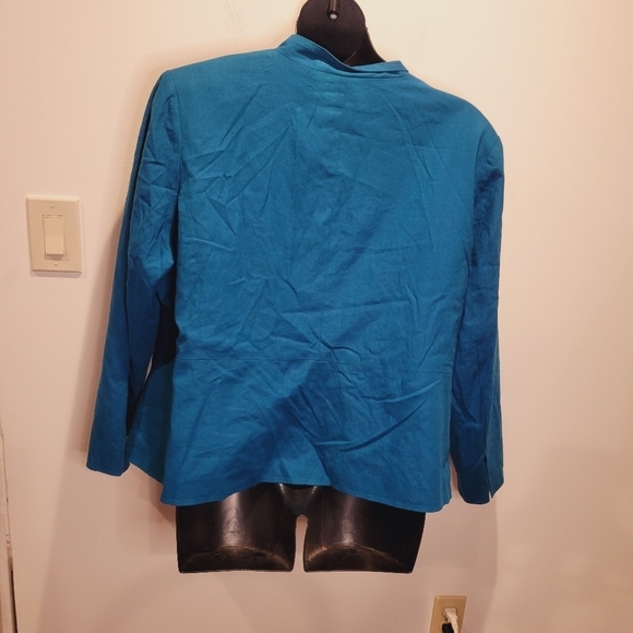 JG hook size 26w linen blend bright blue blazer jacket - Picture 3 of 5